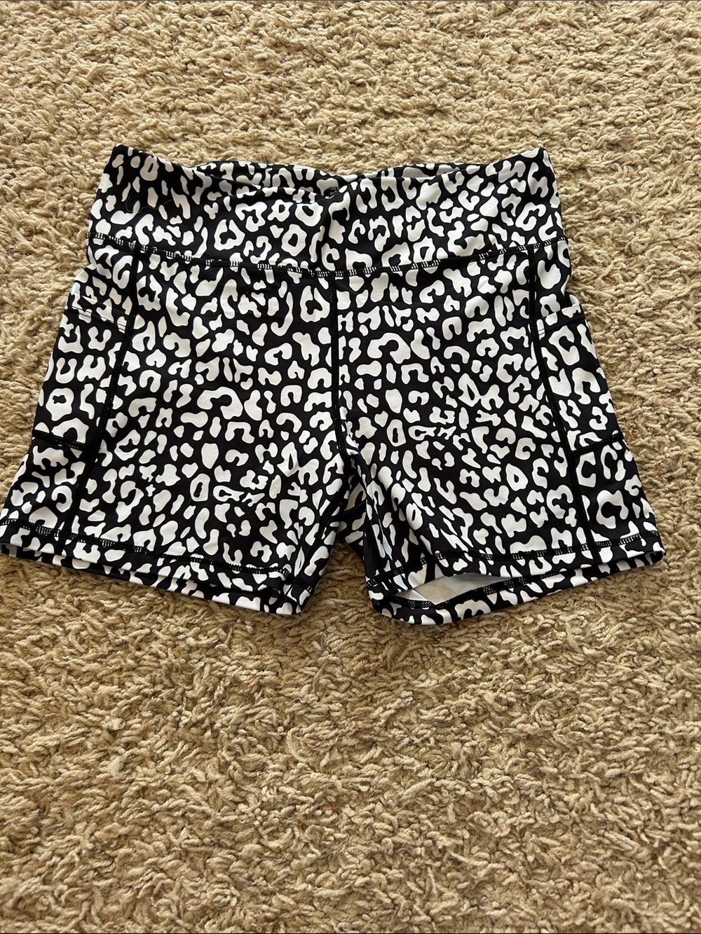 Zyia Black and White Leopard Print Hustle Shorts